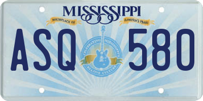 MS license plate ASQ580