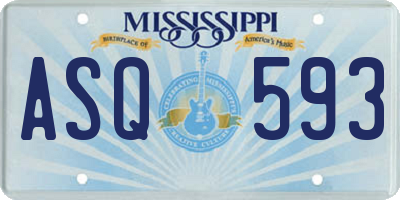 MS license plate ASQ593