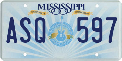 MS license plate ASQ597
