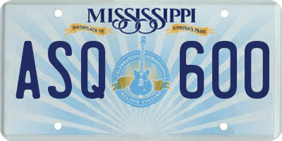 MS license plate ASQ600