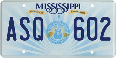 MS license plate ASQ602