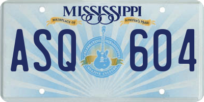 MS license plate ASQ604