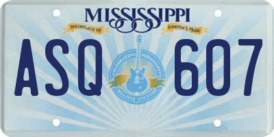 MS license plate ASQ607