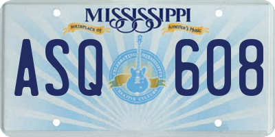 MS license plate ASQ608