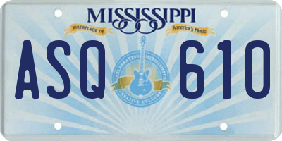 MS license plate ASQ610