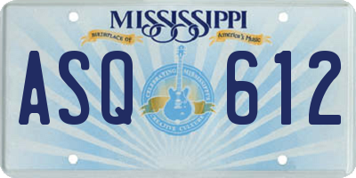 MS license plate ASQ612
