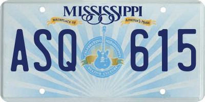 MS license plate ASQ615