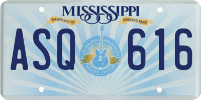 MS license plate ASQ616