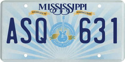 MS license plate ASQ631