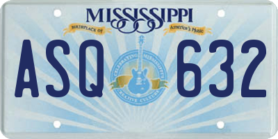 MS license plate ASQ632
