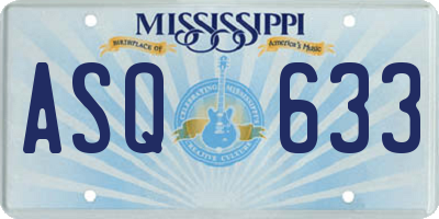 MS license plate ASQ633
