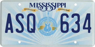 MS license plate ASQ634