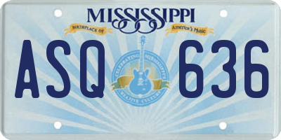 MS license plate ASQ636