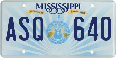 MS license plate ASQ640