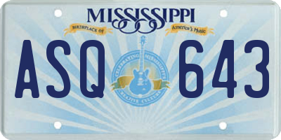 MS license plate ASQ643