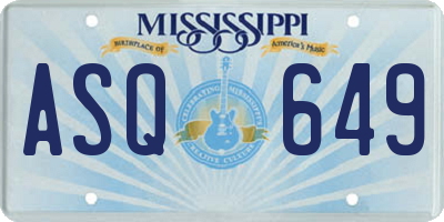MS license plate ASQ649