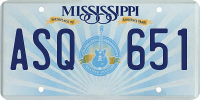 MS license plate ASQ651