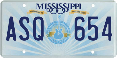 MS license plate ASQ654