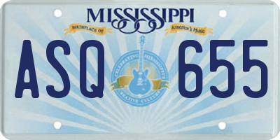 MS license plate ASQ655