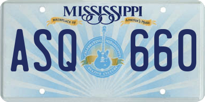 MS license plate ASQ660