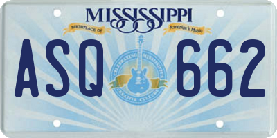 MS license plate ASQ662