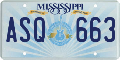MS license plate ASQ663