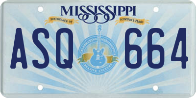 MS license plate ASQ664