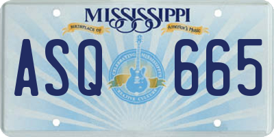 MS license plate ASQ665