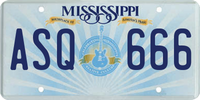 MS license plate ASQ666