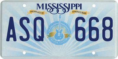 MS license plate ASQ668