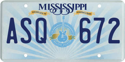 MS license plate ASQ672