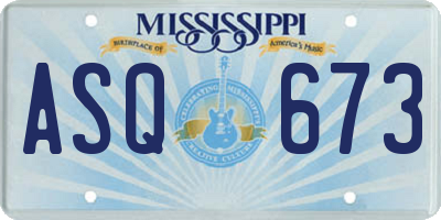 MS license plate ASQ673