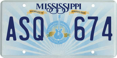 MS license plate ASQ674