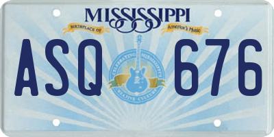 MS license plate ASQ676