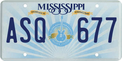 MS license plate ASQ677