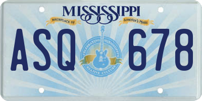 MS license plate ASQ678