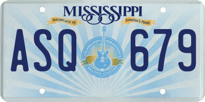 MS license plate ASQ679