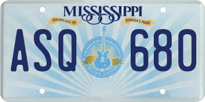 MS license plate ASQ680