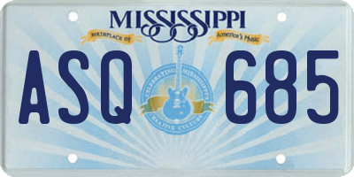 MS license plate ASQ685
