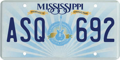 MS license plate ASQ692