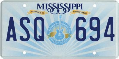 MS license plate ASQ694