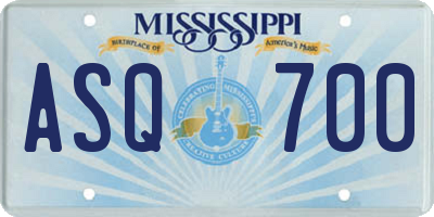 MS license plate ASQ700