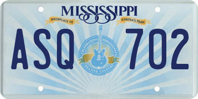 MS license plate ASQ702