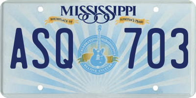 MS license plate ASQ703