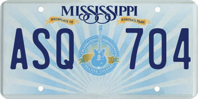 MS license plate ASQ704