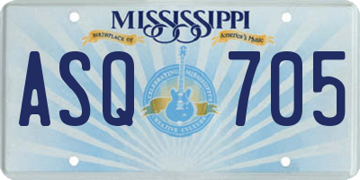 MS license plate ASQ705