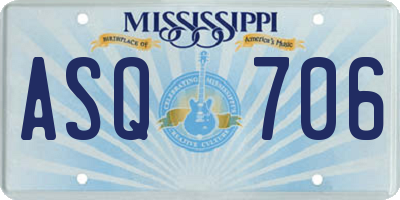 MS license plate ASQ706