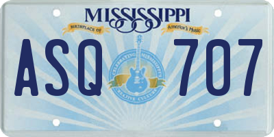 MS license plate ASQ707