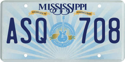 MS license plate ASQ708