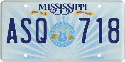 MS license plate ASQ718